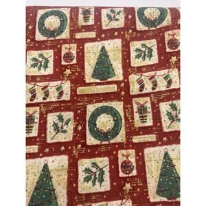 Christmas Cheer Fabric Brother Sister Vintage 90s Red Green Tree Wreath 3.3 Yds